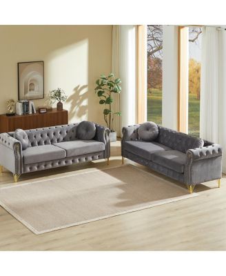 Customizable Armrest Sofa with Velvet Fabric