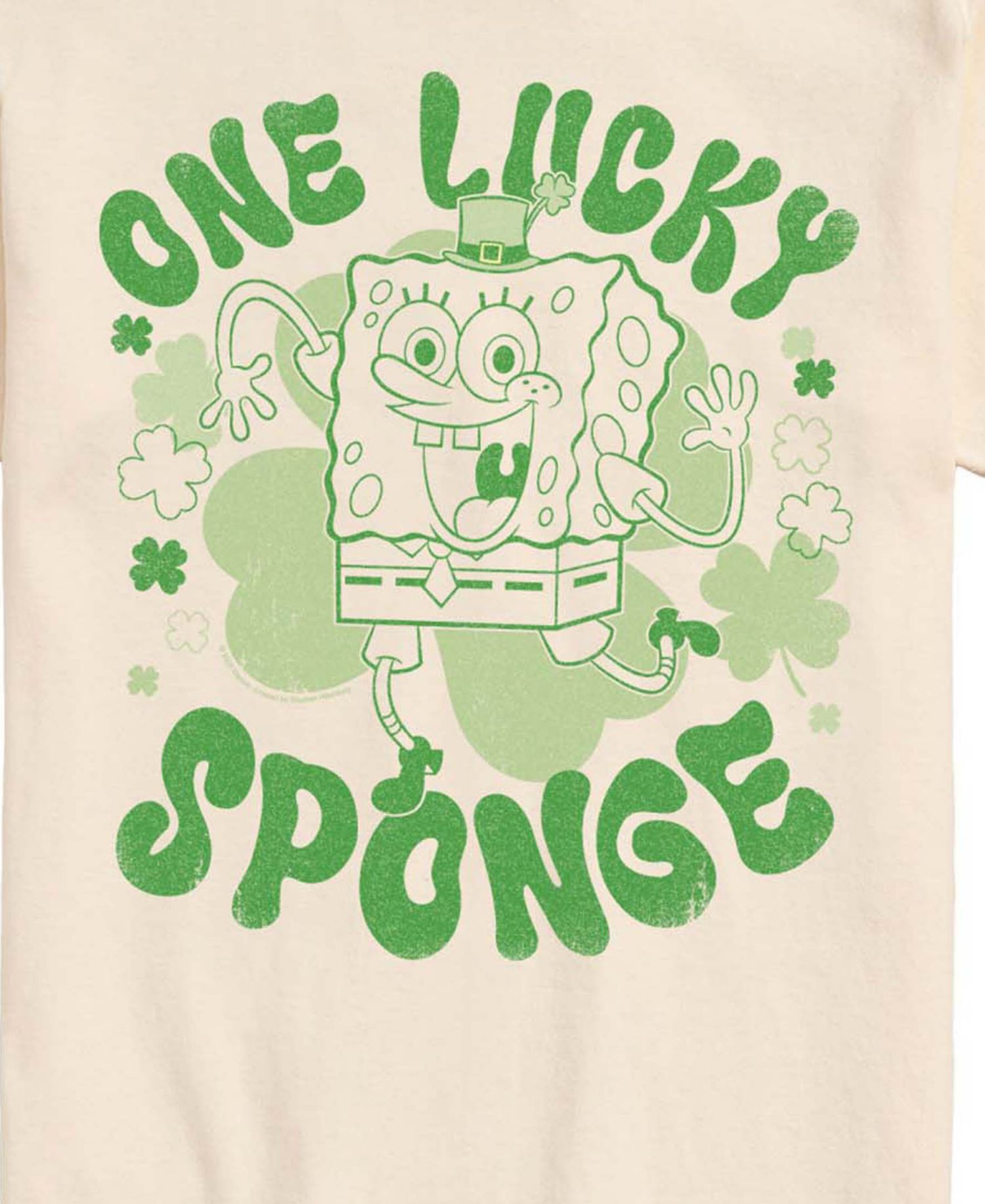 Men's SpongeBob Squarepants One Lucky Sponge Clovers Short-Sleeve Graphic T-Shirt