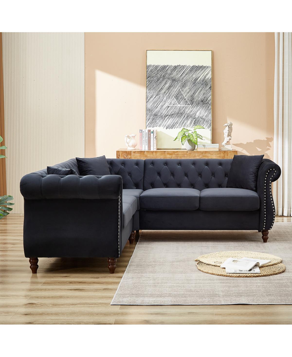 Streamdale Furniture 83.5" Oversized L-Shaped Sectional Sofa, 5-Seater Couch with 3 Pillows