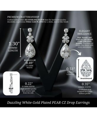 Dazzling White Gold Plated Clear Cubic Zirconia Drop Earrings