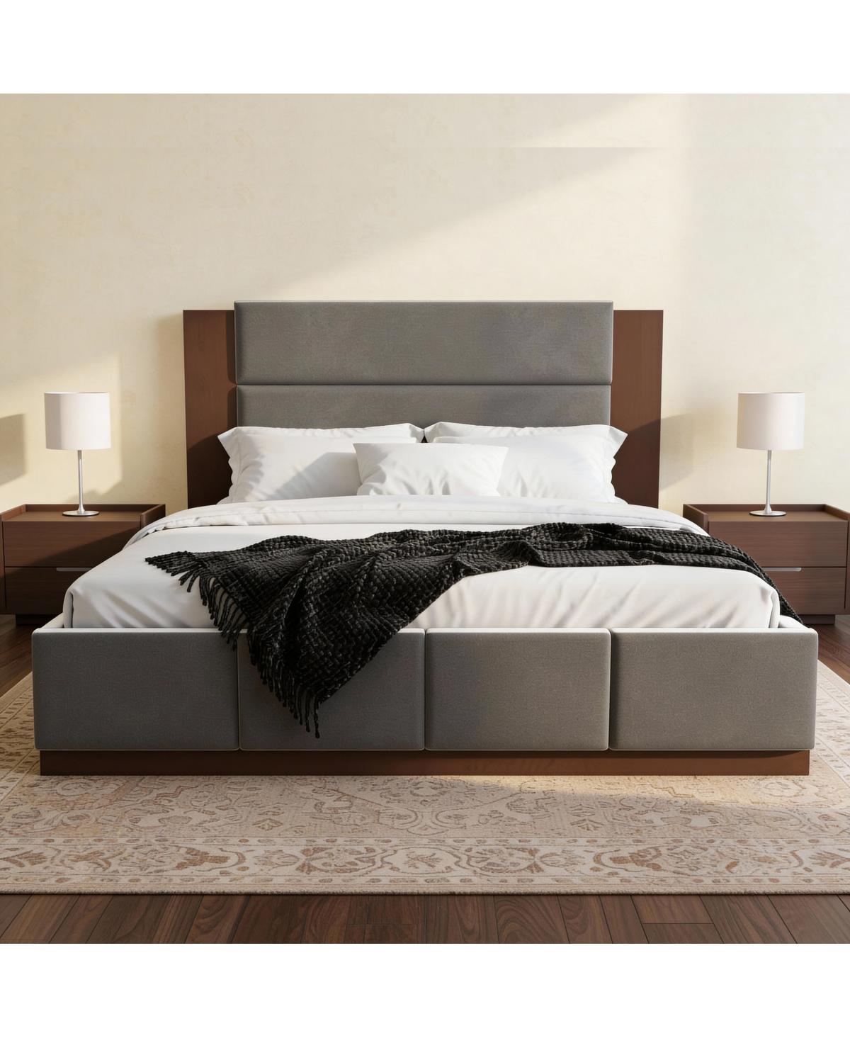 Streamdale Furniture Elegant Upholstered Platform Bed with Extended Headboard