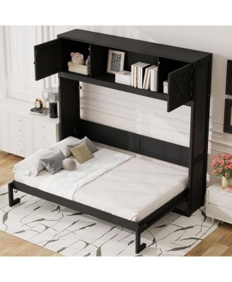 Queen Size Murphy Bed with Storage Cabinets