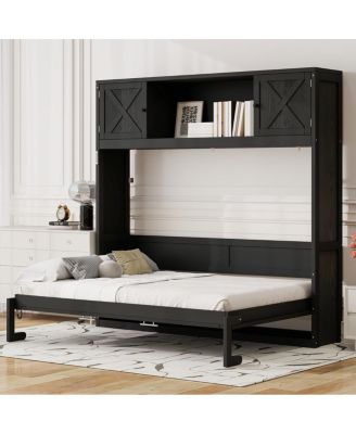 Queen Size Murphy Bed with Storage Cabinets