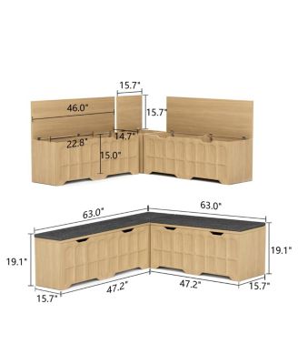 L-Shaped Modular Storage Bench with Cushion