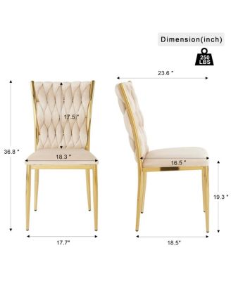 Streamdale Beige Velvet Dining Chair with Gold Legs (Set of 2)