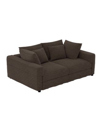 102" Plush Corduroy 4-Seat Sofa with Movable Ottoman