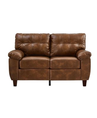 59" Modern Faux Leather Loveseat Couch with Storage and Big Armrests