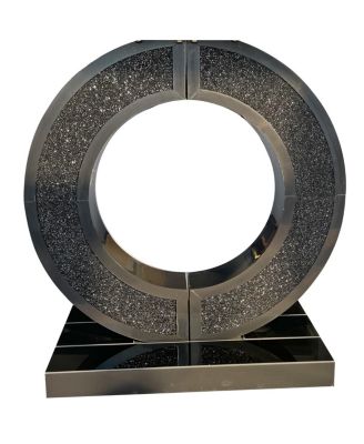 Mirrored O-Shaped Console Table with Crystal Accents