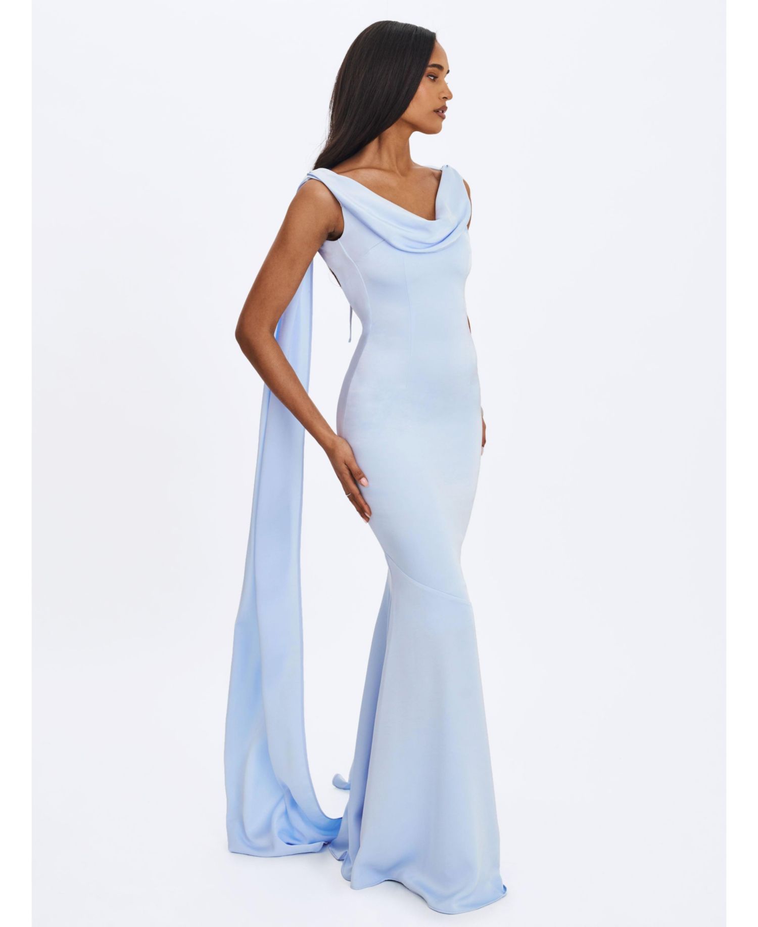 Women's Eira Cowl Scarf-Detail Mermaid Maxi Dress