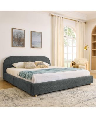 Streamdale King Size Upholstered Bed Frame, Modern Minimalist, Curved Headboard, Drawer Storage