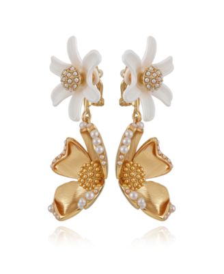 Gold Plated Floral Drop Earrings