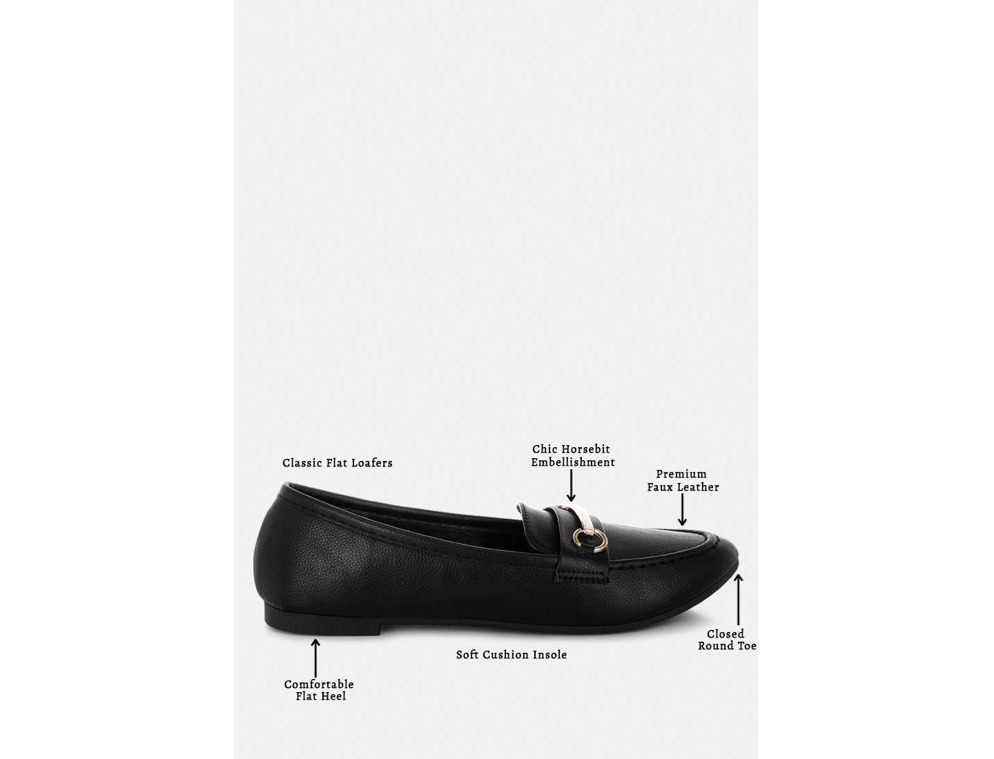 Женские туфли London Rag Oliot Horsebit Detail Flat, цвет: Чёрная искусственная кожа — фото 6