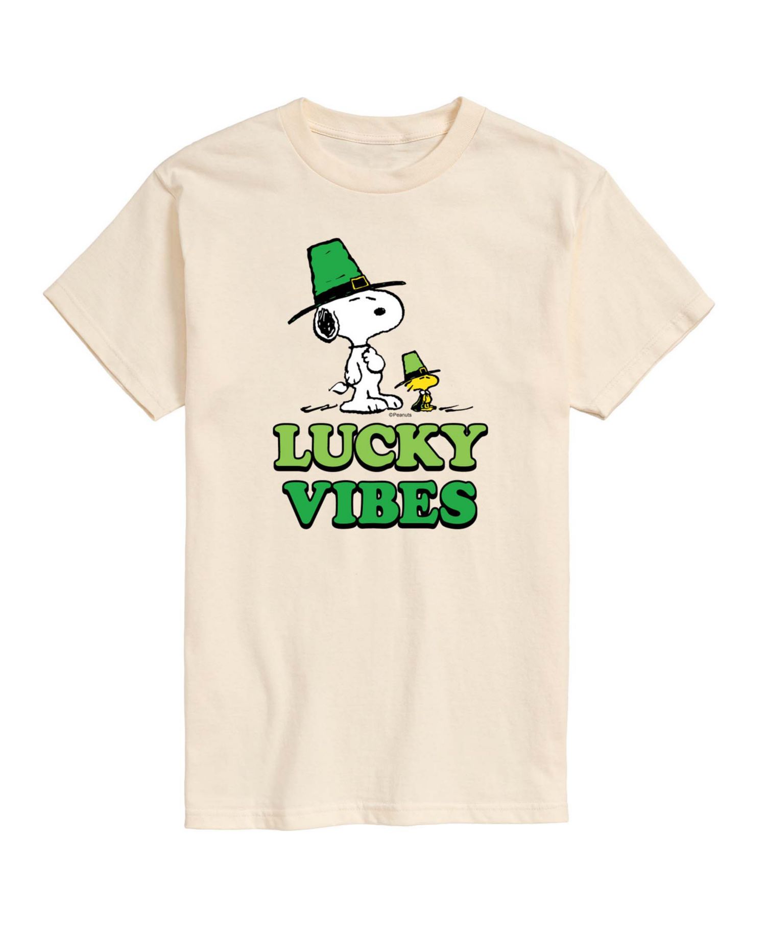 Men's Snoopy and Woodstock Lucky Vibes Short-Sleeve Graphic T-Shirt
