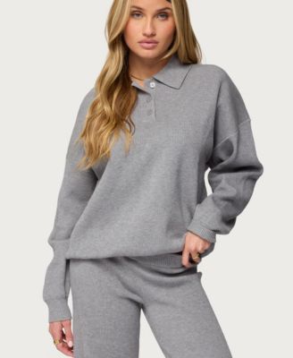Womens Lorie Oversized Knit Polo Sweater