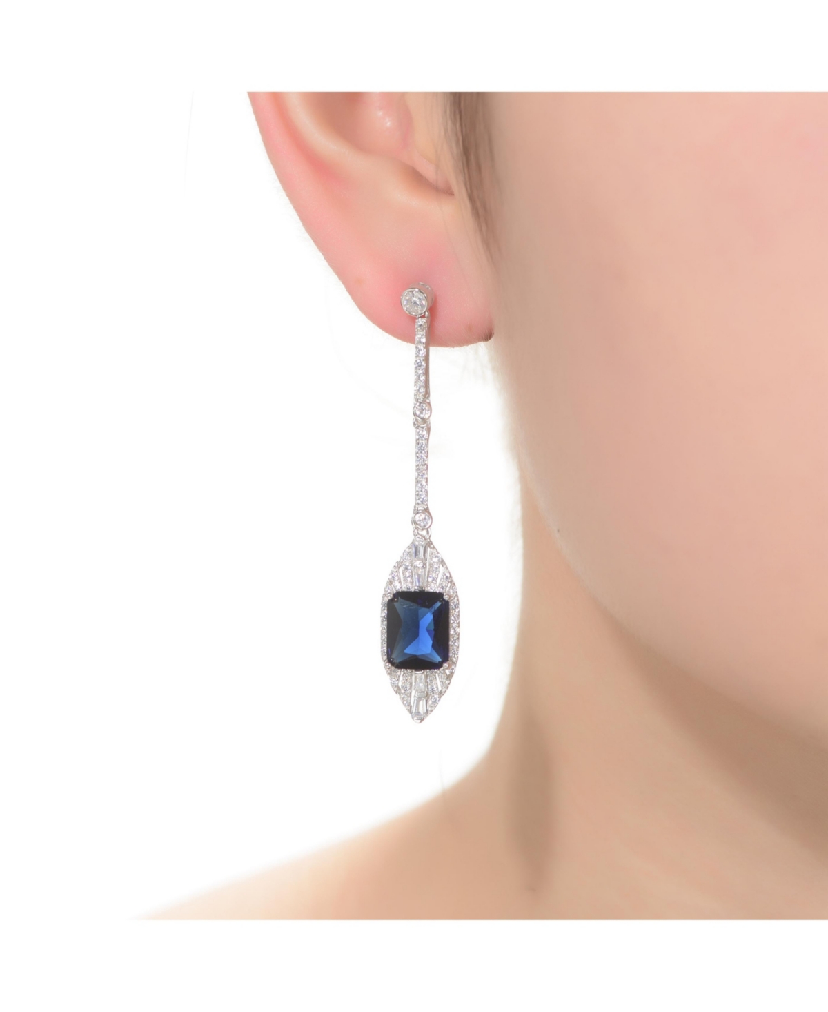 Dazzling Sterling Silver & White Gold-Plated Cubic Zirconia Drop Earrings