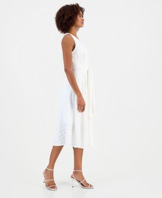 Women's Tie-Front Sleeveless Midi Dress