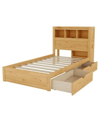 Streamdale Twin Bed with Drawers, LED Light, and Storage Headboard