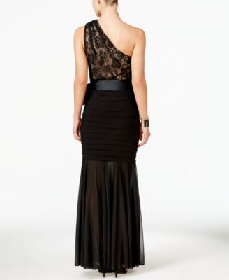 Betsy & Adam B&A By Betsy And Adam Lace One-Shoulder Mermaid Gown ...