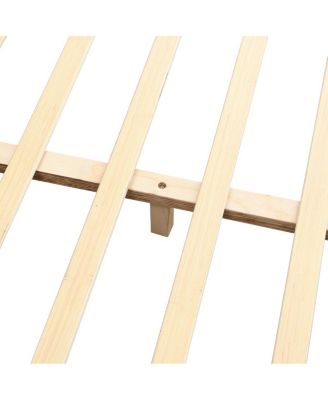 Boucle Platform Bed with Thick Headboard and Footboard