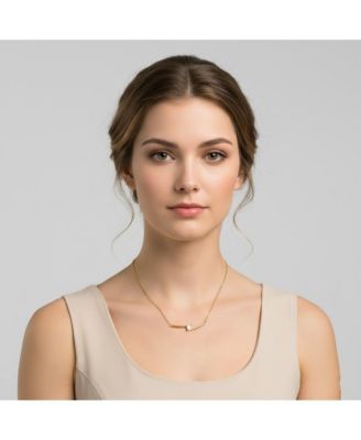 Elegant Cubic Zirconia Solitaire Double Bar Pendant Necklace