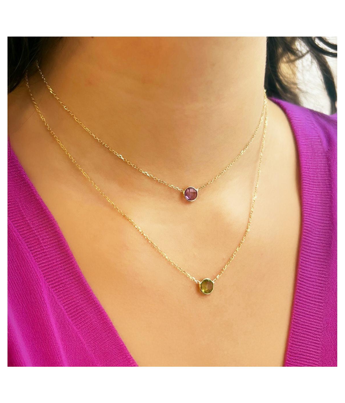 The Lovery Amethyst Single Bezel Necklace 14K Gold