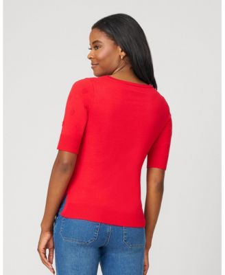 Women's Textured Heart Elbow Sleeve Sweater