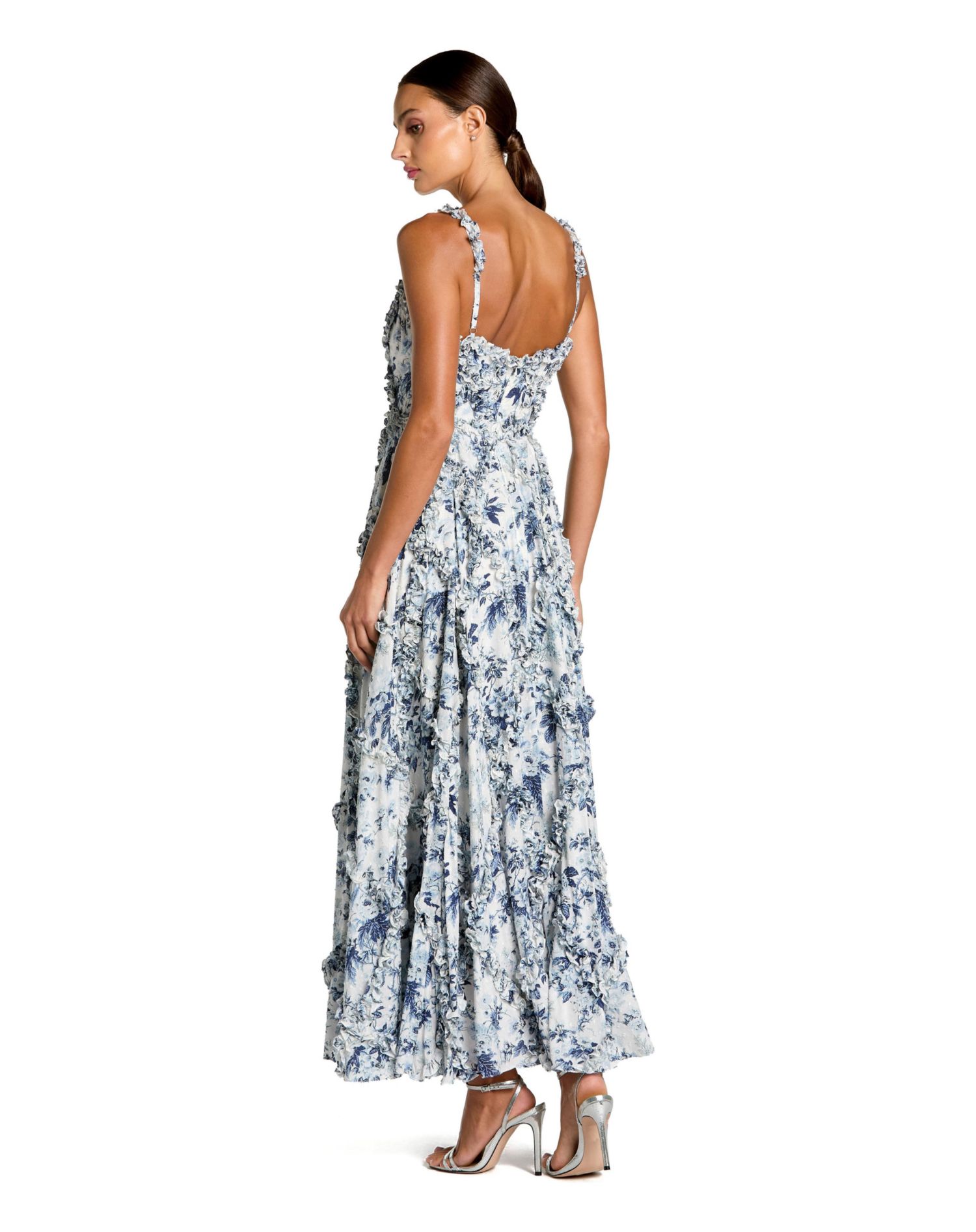 Women's Floral Cotton Ruffle Square Neck Ankle Dress