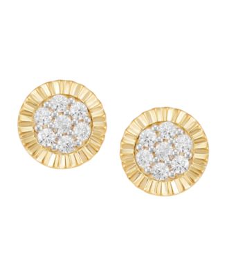 Lab Grown Diamond Earrings (1 ct. t.w.) in 10k Yellow Gold with Rhodium