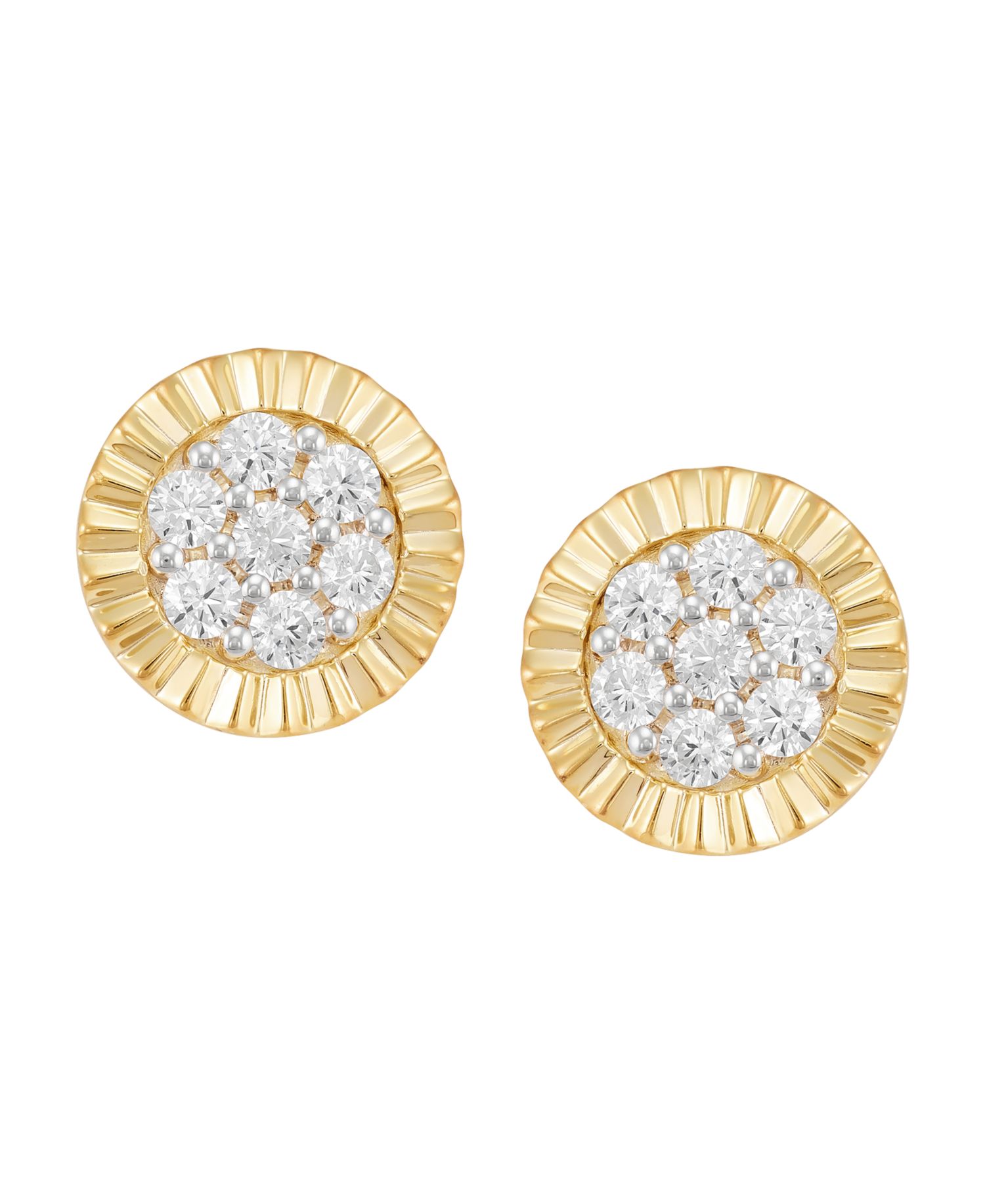 Lab Grown Diamond Earrings (1 ct. t.w.) in 10k Yellow Gold with Rhodium