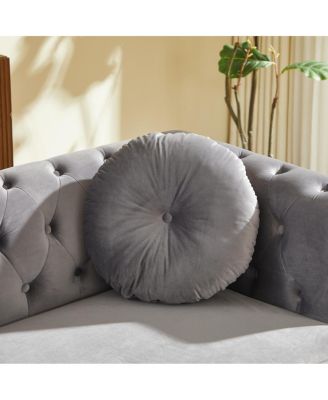 Streamdale Velvet Chesterfield Sofa with Studs & Tufted Accents, Metal Legs