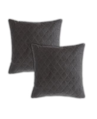 Diamond Quilted Velvet Decorative Throw Pillow Covers, 20"x 20", Set of 2