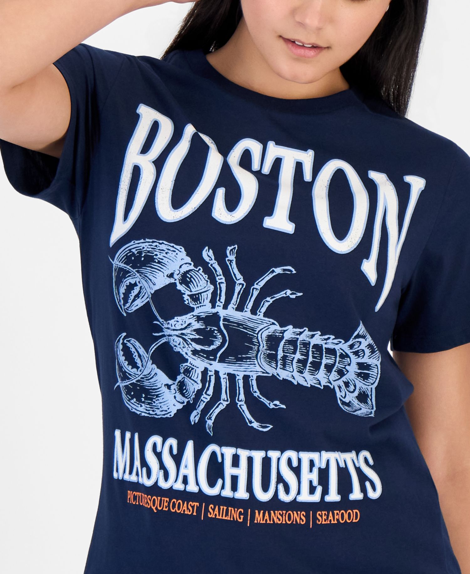 Juniors' Boston Lobster Graphic Print T-Shirt
