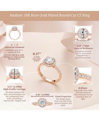 Radiant 18K Rose Gold Plated Round-Cut Cubic Zirconia Ring