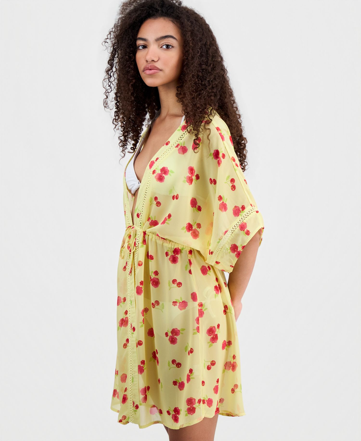Women's Printed V-Neck Swim Cover-Up Kimono