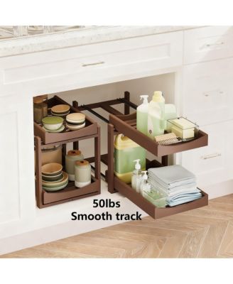 Adjustable 2-Tier Under Sink Organizer with Pull-Out Drawer for Home Use