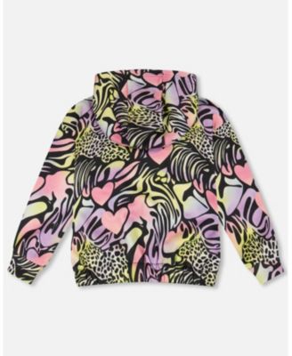 Big Girls Zip Front French Terry Hoodie Printed