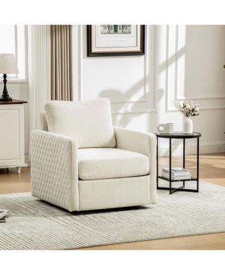  Upholstered Swivel Armchair with Hidden Storage