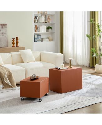 Streamdale Modern MDF Saddle Leather Table - Two Compact Sizes