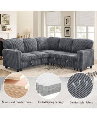 Streamdale L-Shaped Sectional Sofa Bed with Pull-Out Bed & Storage