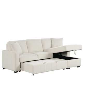 Streamdale L-Shaped Sleeper Sofa w/ Storage Chaise & Cup Holders