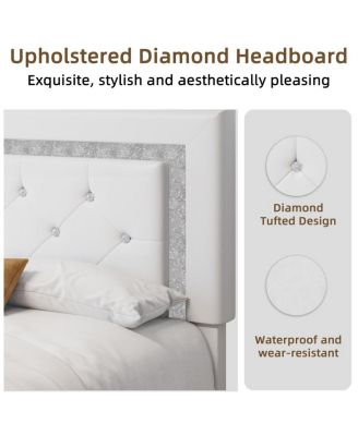 Queen Size Floating Bed Frame with LED Headboard