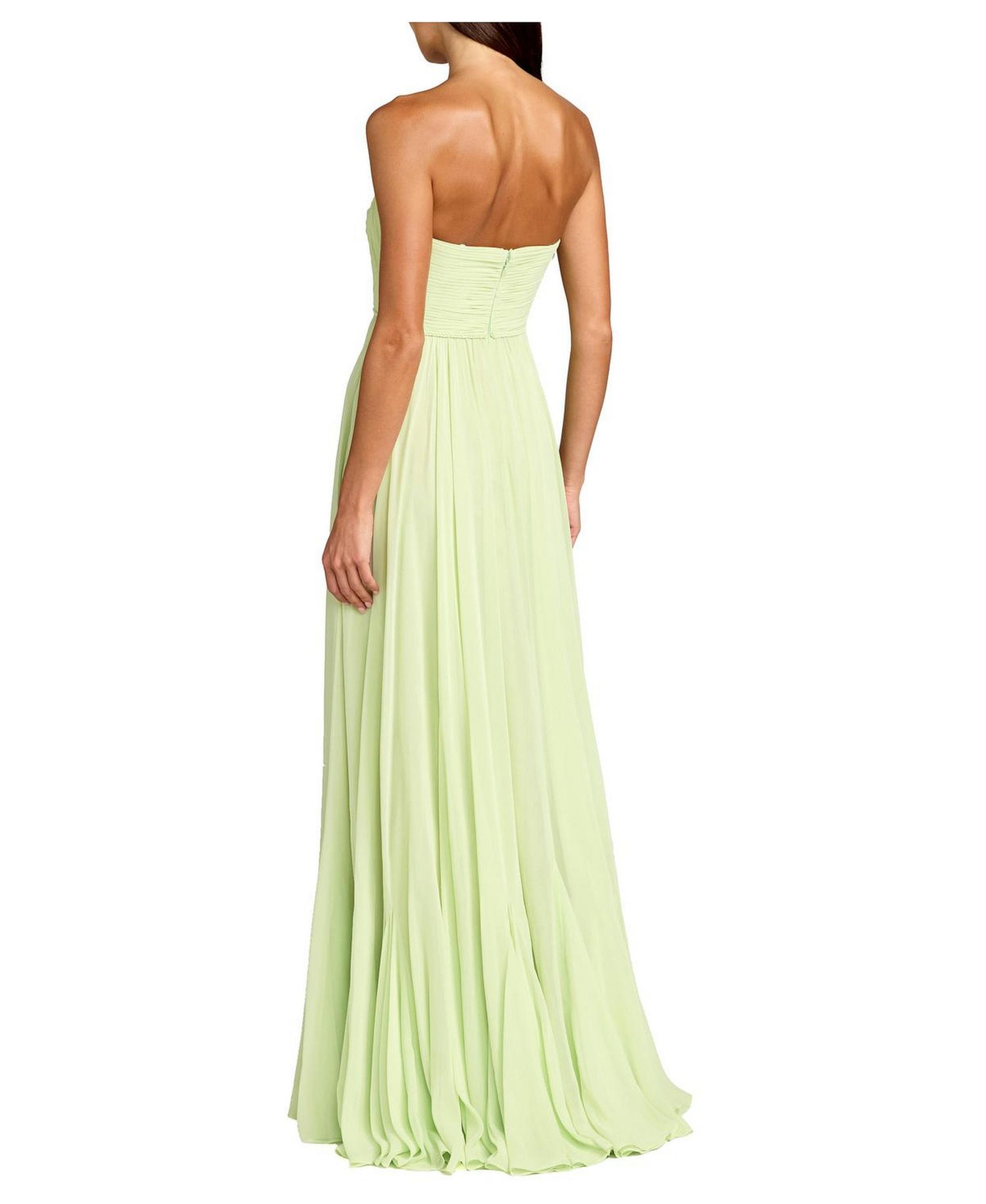 Women's Strapless Chiffon Gown With Braided Belt