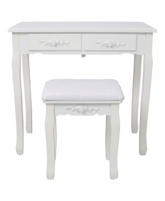Princess Vanity Desk Set with Mirror & Stool, 4 Drawers, Ample Storage