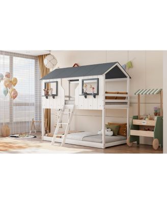 Streamdale Wood Bunk Bed with Roof & Ladder