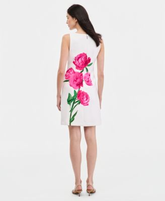 Women's Sleeveless Peony Floral Scoop Neck Sheath Dress