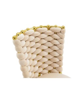 Set of 2 Modern Luxury Velvet Dining Chairs with Gold Legs & Woven Rope