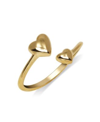  Solid 10k Yellow or White Gold 3mm Polished Double Hearts Adjustable Toe Ring