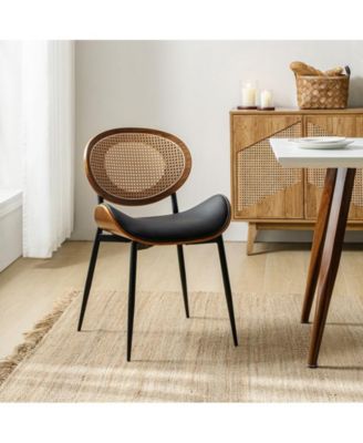 Ema Modern Dining Chair with Curved Wood Backrest,Set of 2