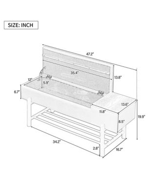 Entryway Shoe Bench with Cushion Top, Flip-Top Storage Compartment and Lower Rack for Hallway, Living Room and Foyer