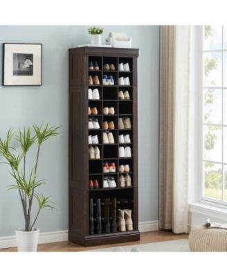 Tall Entryway Shoe Cabinet - 27 Compartments Boot & Shoe Rack Holds 30 Pairs